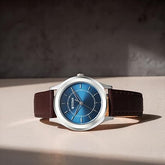 Titan Karishma Men's Watch Analog Blue Dial with Brown Leather Strap, 1648SL01
